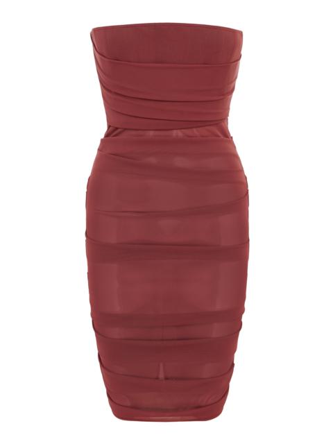 ALEX PERRY Power Mesh Midi Dress red