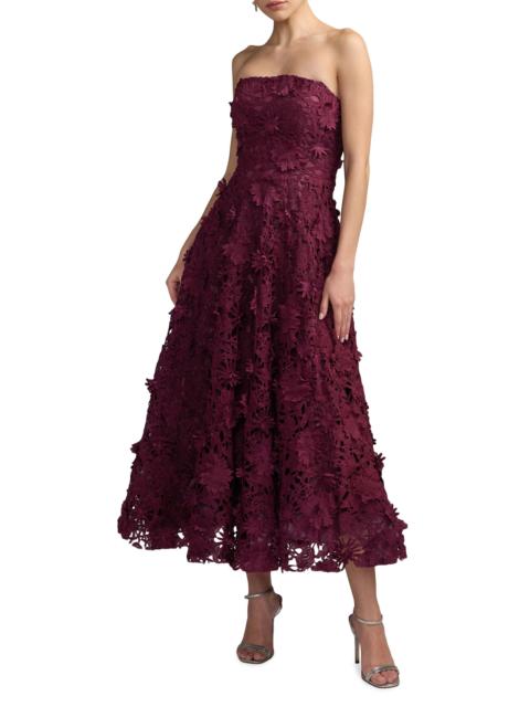MAC DUGGAL Women's Floral Lace Strapless A-Line Midi-Dress - Plum