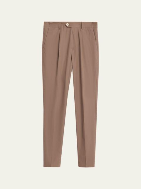 Brunello Cucinelli Men's Cotton Classic-Fit Pleated Pants