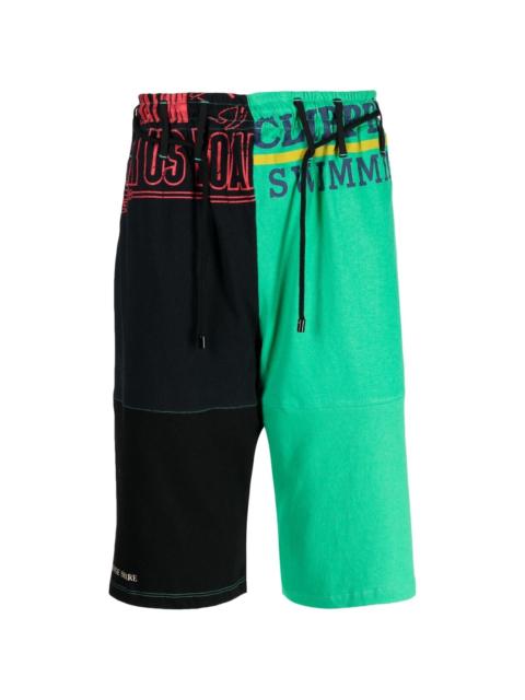 Marine Serre colour-block drawstring shorts