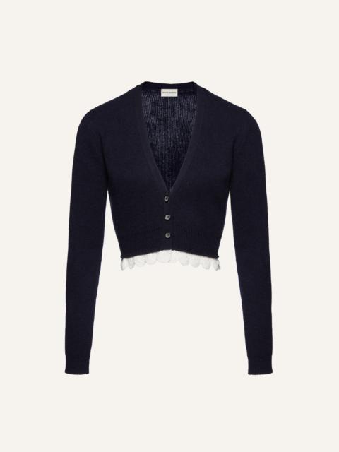 MAGDA BUTRYM Lace trim cashmere sweater in navy
