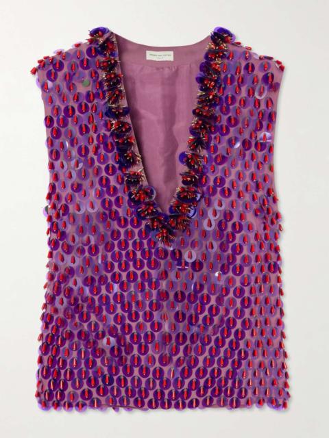 Dries Van Noten Embellished crepe top