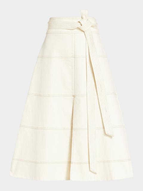 TANYA TAYLOR Hudson Belted Midi Skirt