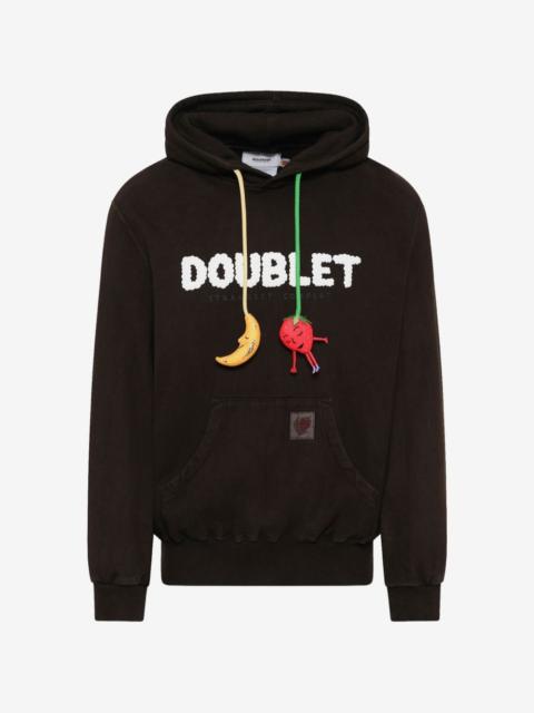 doublet mud-dyed logo-appliqué hoodie
