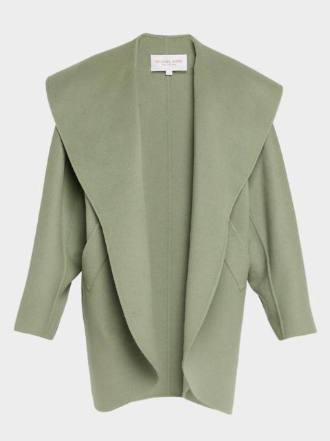 MICHAEL KORS COLLECTION Shawl Clutch Coat Double-Faced Plush Wool