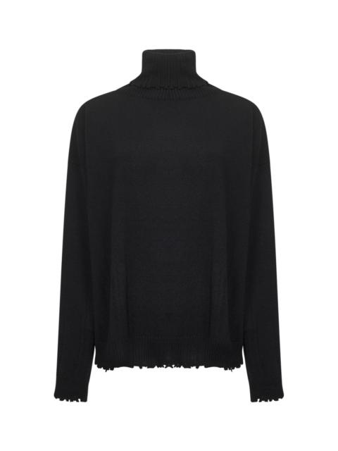 UMA WANG Black cashmere cut-out turtleneck sweater