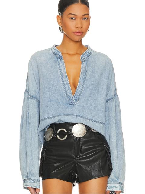 FREE PEOPLE x We The Free Jude Denim Pullover In Vintage Indigo