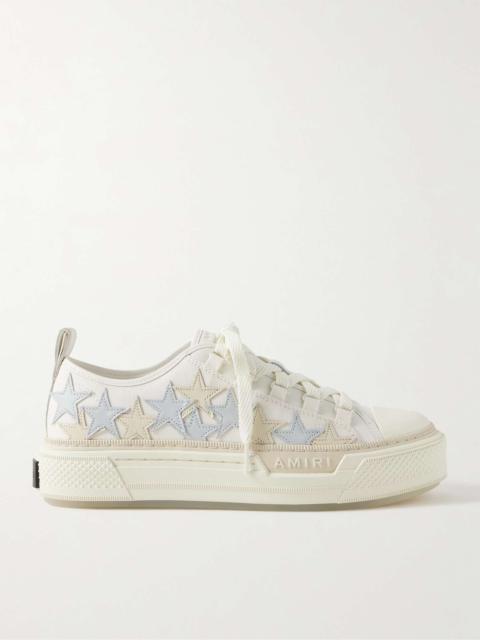 Stars Court Leather and Rubber-Trimmed Appliquéd Canvas Sneakers