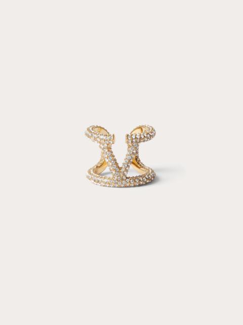 VLOGO SIGNATURE RING IN METAL AND SWAROVSKI® CRYSTALS