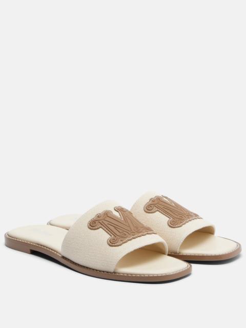 Max Mara Caucaso leather-trimmed canvas slides