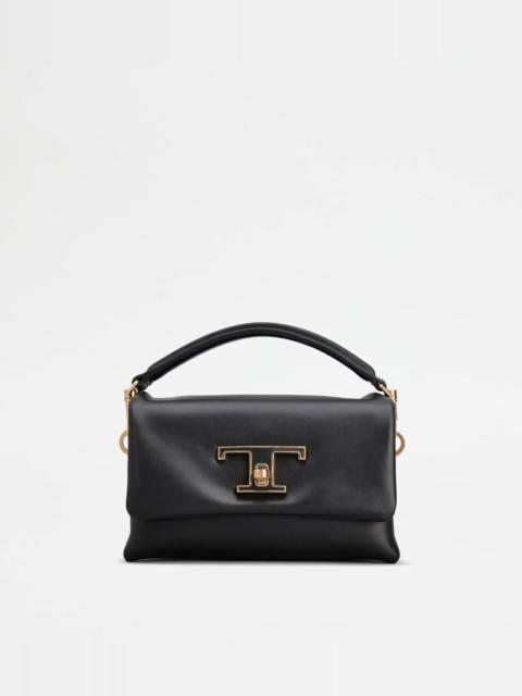Tod's T TIMELESS FLAP BAG IN LEATHER MICRO - BLACK