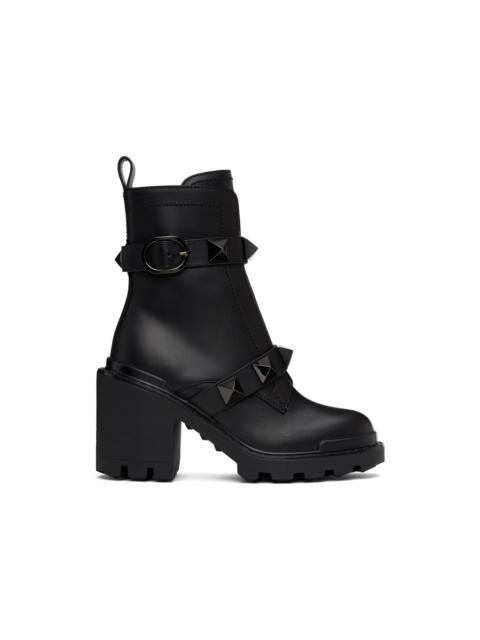 Valentino Black Roman Stud Ankle Boots