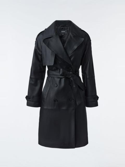 MACKAGE TRISHA Leather trench coat with sash belt
