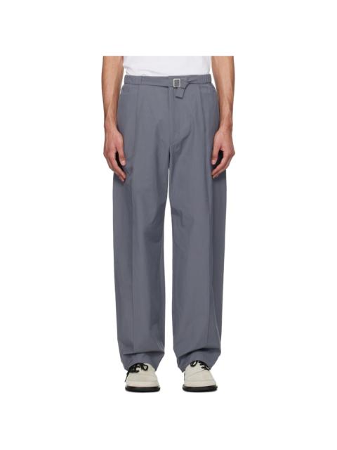 AMOMENTO Gray Belted Tuck Banding Trousers