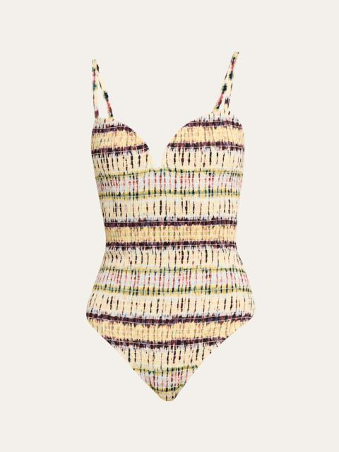 ULLA JOHNSON Biarritz Smocked One-Piece Swimsuit