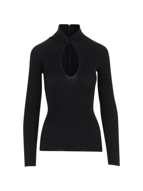 Valentino long-sleeve ribbed cut-out T-shirt