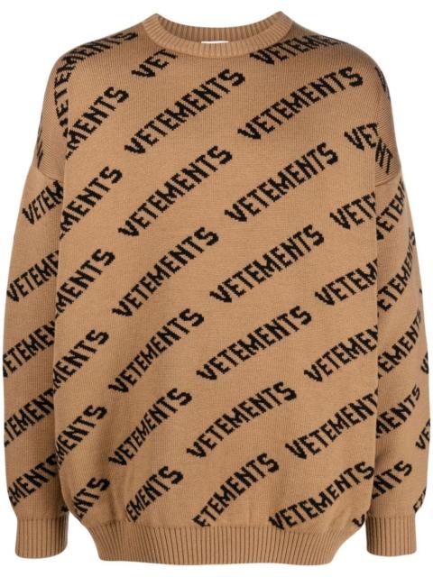 VETEMENTS logo-print intarsia-knit jumper