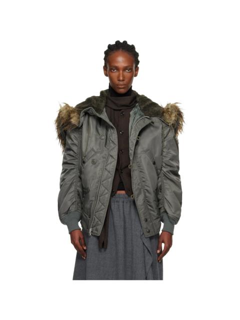 Junya Watanabe Khaki Faux-Fur Hood Bomber Jacket