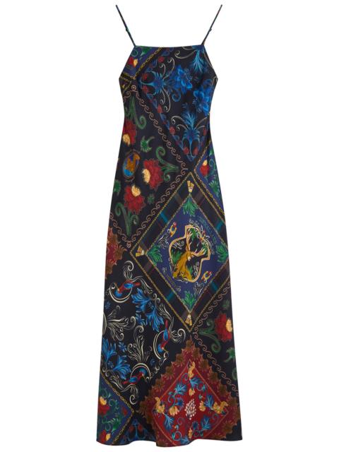 Farm Rio Printed Satin Maxi Slip Dress