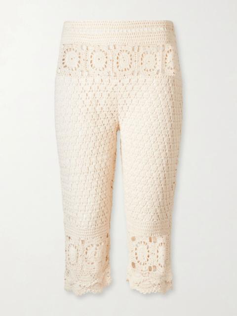 ALIX OF BOHEMIA Aletta Mandala crochet cotton capri pants Off-white