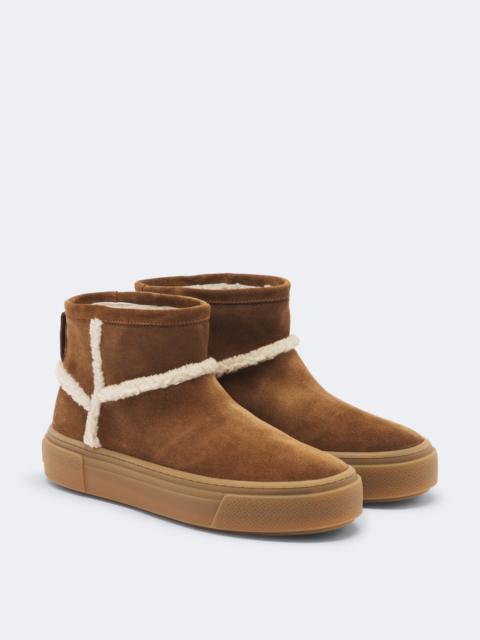 HOGAN H705 shearling-trimmed suede ankle boots