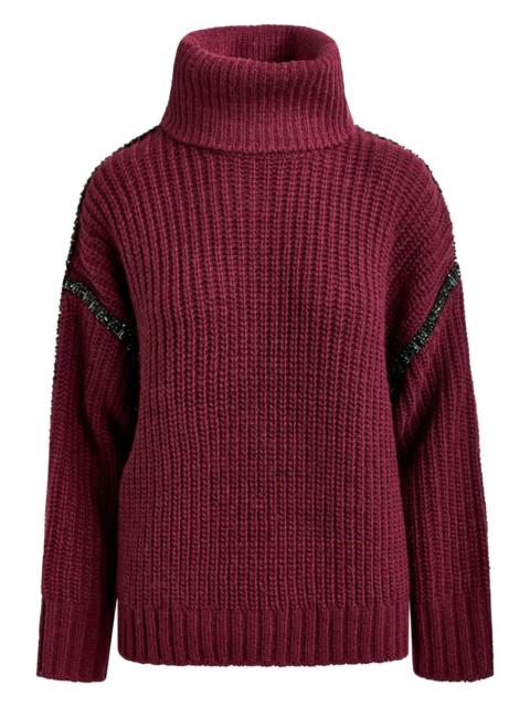 ESSENTIEL ANTWERP ribbed-knit crystal-embellishment sweater