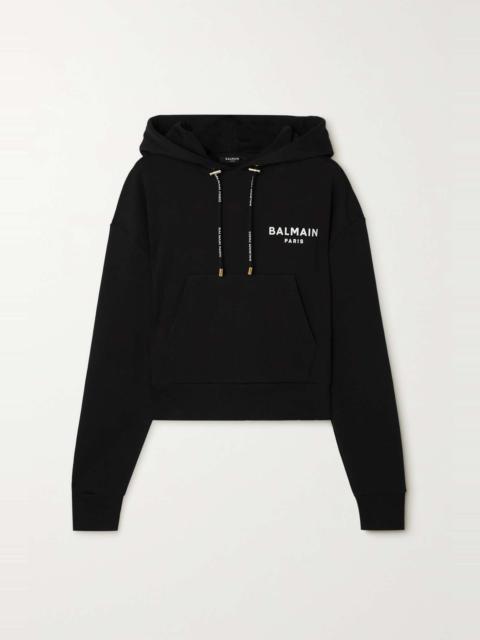 Flocked cotton-jersey hoodie