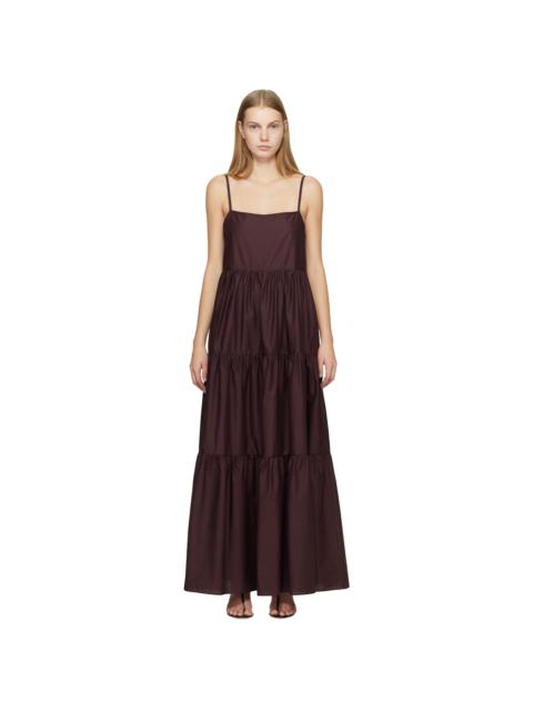 MATTEAU Burgundy Tiered Low Back Maxi Dress