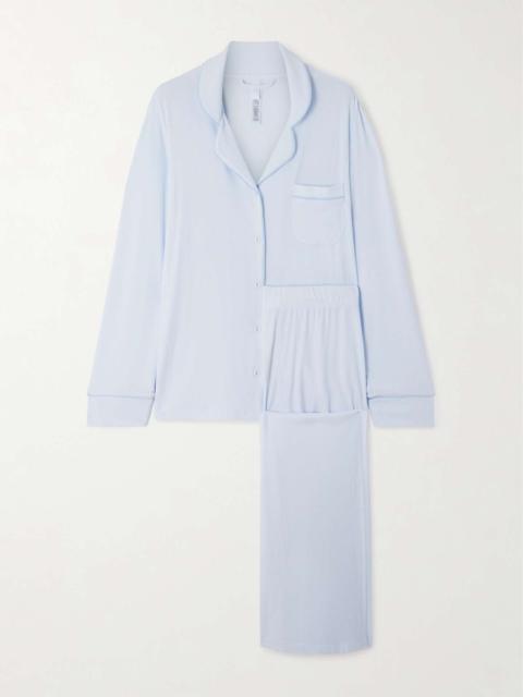 SKIMS Ribbed stretch-modal jersey lounge set - Heather Grey Light blue