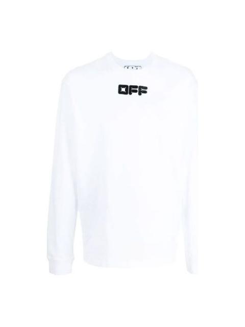 Off-White Men's Off-White FW21 Logo Printing Long Sleeves Loose Fit White OMAB064F21JER0050110