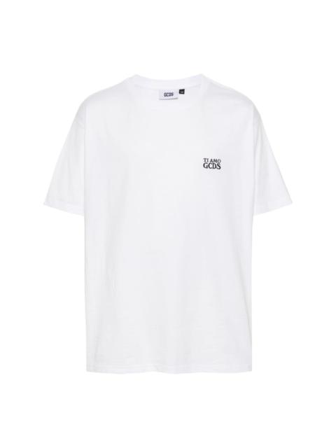 GCDS embroidered-logo cotton T-shirt