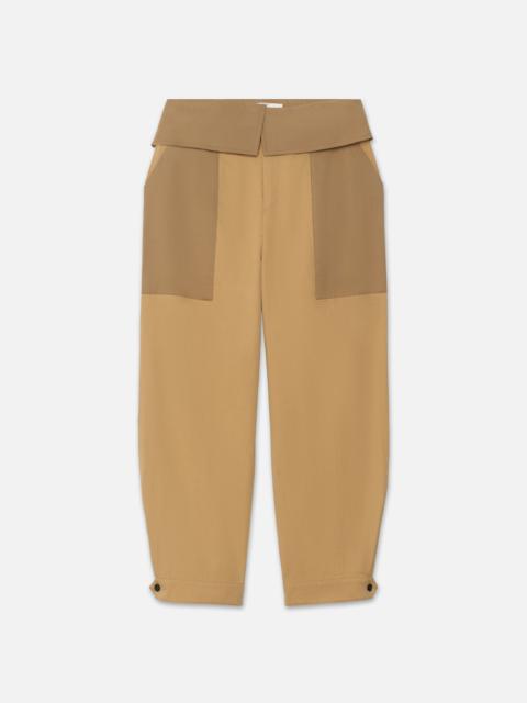 FRAME Foldover Trouser in Light Tan Multi