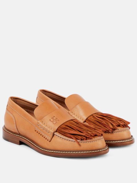 ULLA JOHNSON Fringed leather loafers