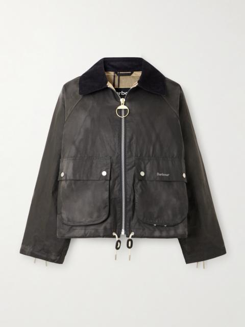Barbour Marron Leather And Corduroy-trimmed Waxed-cotton Jacket