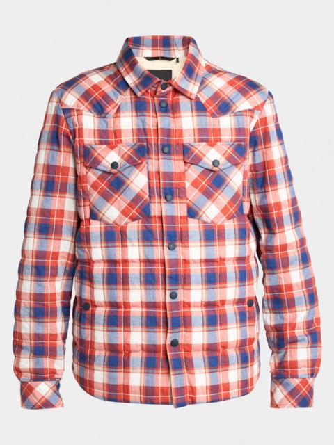 Moncler Men's Quilted Plaid Snap-Front Western Shirt