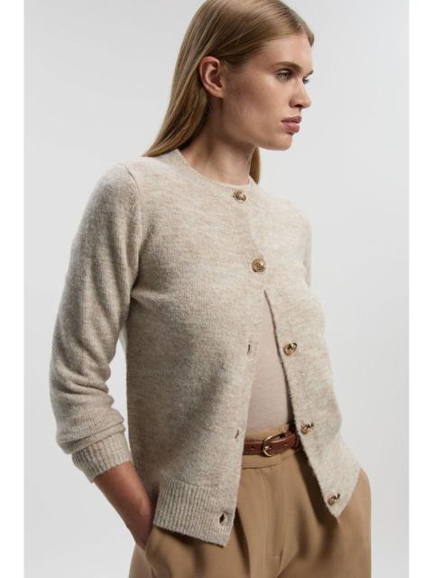 KAREN MILLEN Wool Blend Cosy Crew Neck Knit Cardi
