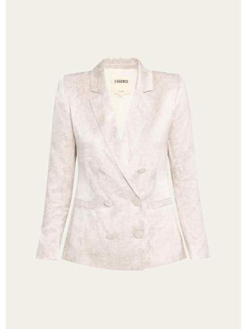 L'AGENCE Sena Double-Breasted Silk Blazer