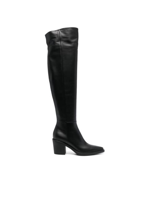 thigh-high pointed boots