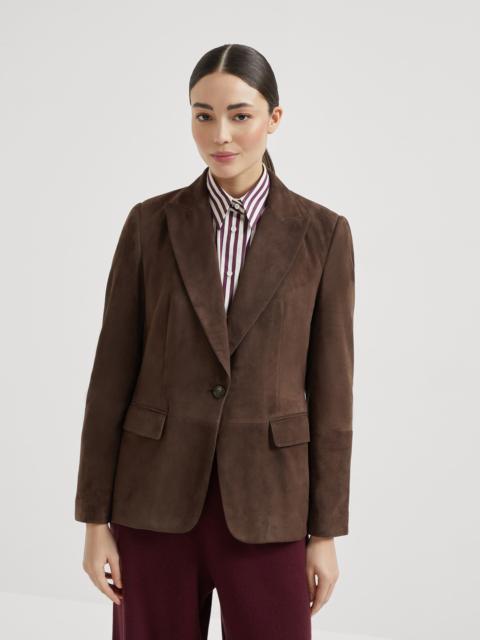 Brunello Cucinelli Suede blazer with monili