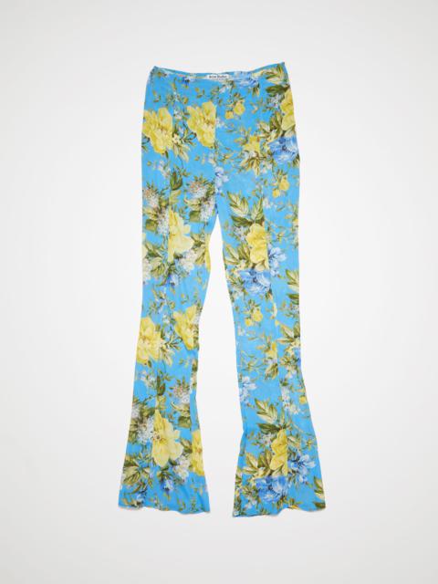 Flower print flared trousers - Blue