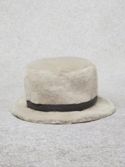 Brunello Cucinelli Soft shearling top hat with precious band