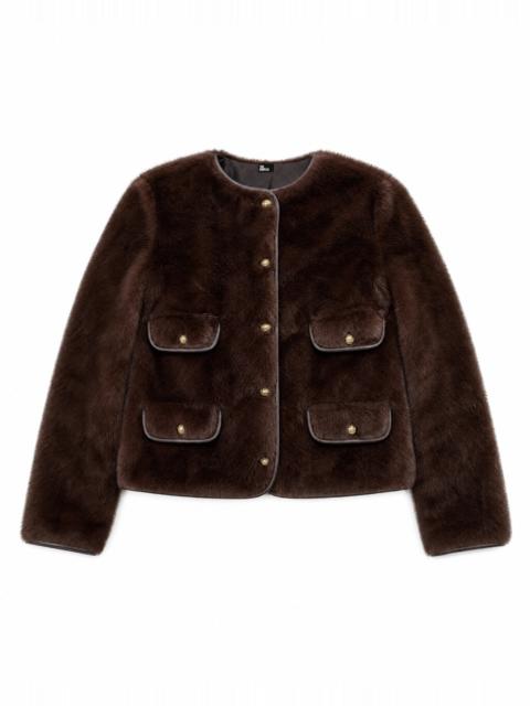 The Kooples BROWN FAUX FUR COAT