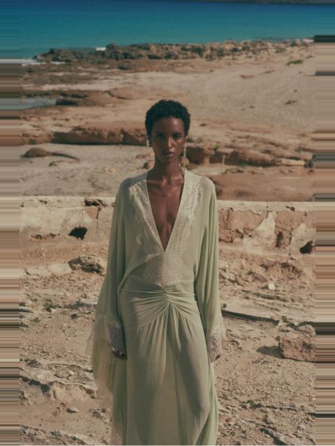 De La Vali EVITA MAXI DRESS IN MINT GREEN VISCOSE GEORGETTE
