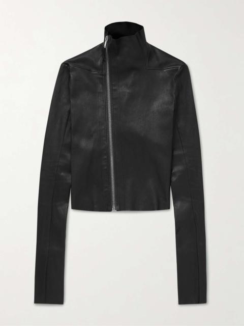 Gary Asymmetric Stretch Leather-Blend Biker Jacket