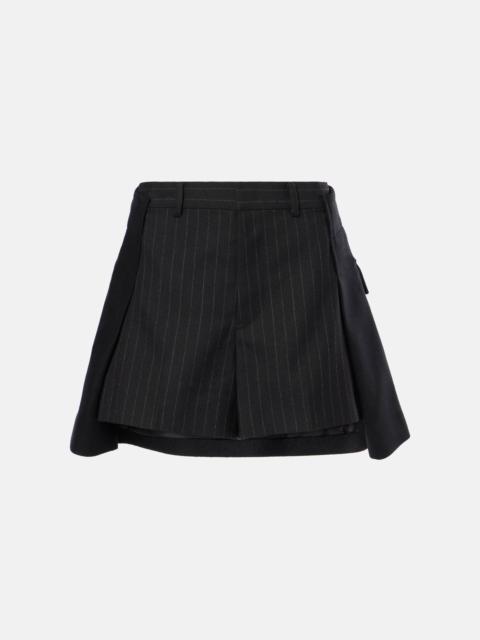 sacai Chalk stripe wool shorts