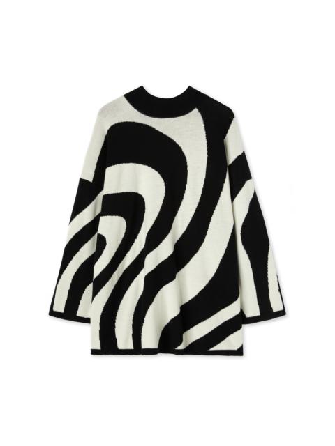 MSGM Midi dress with "Illusion Waves" print in pure wool