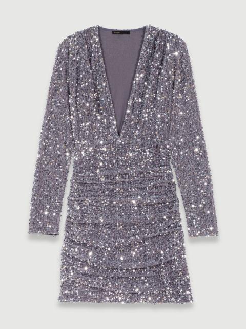 maje Sequinned velvet dress