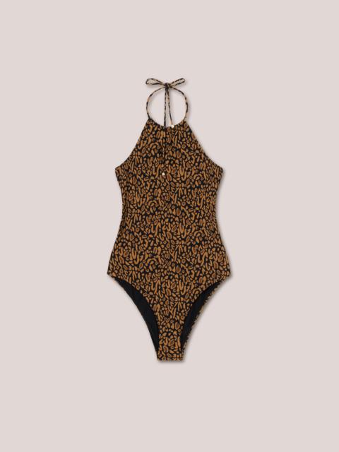 Nanushka DAYLIN - Matte stretch halter onepiece - Brown Ocelot