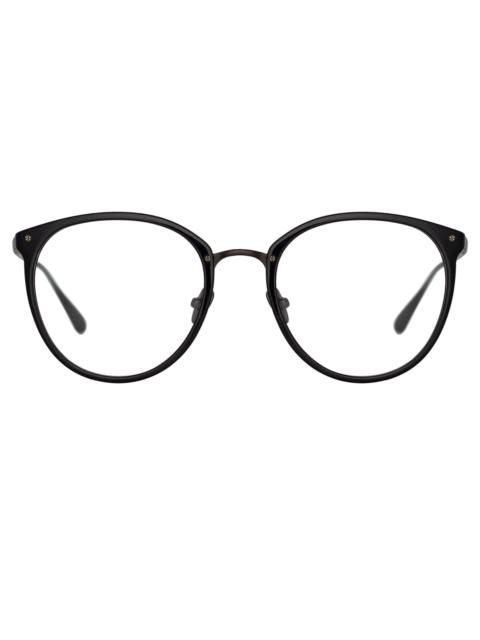 CALTHORPE OVAL OPTICAL FRAME IN BLACK AND NICKEL
