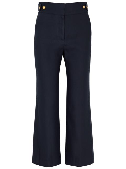VERONICA BEARD Aubrie cropped linen-blend trousers
